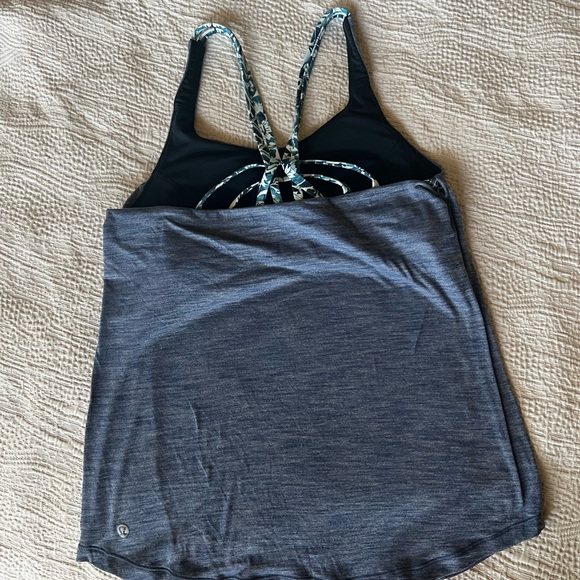 ❌SOLD❌ Lululemon Movement to Movement 2-in-1 Tank Size 4 Heathered Thunder Blue - Picture 6 of 7
